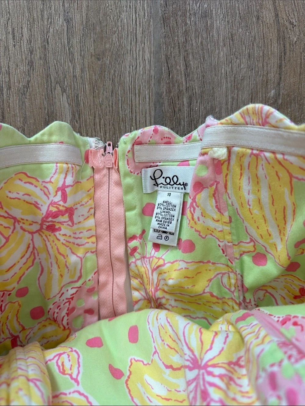 Lilly Pulitzer Lime, Pink & Yellow Floral Strapless Dress - Picture 4 of 5